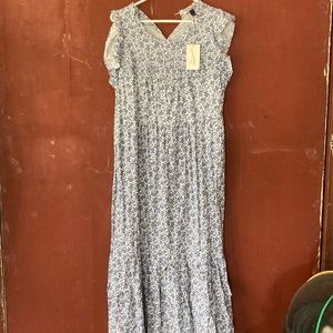 Large floral cotton maxi dress NWT